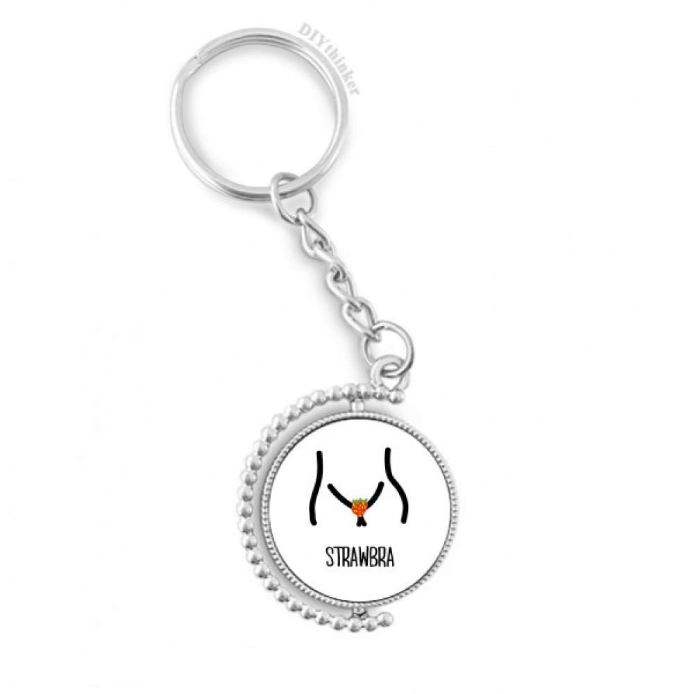 1000x1000 Black Red Funny Strawberry Drawing Rotatable Key Chain