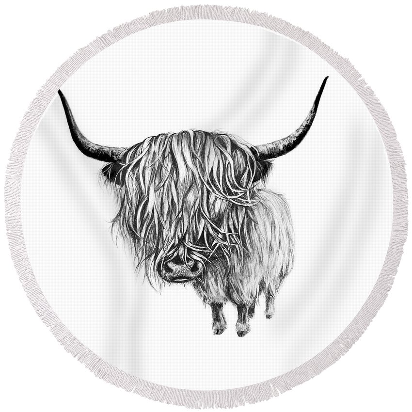 850x850 Highland Cow Round Beach Towel For Sale