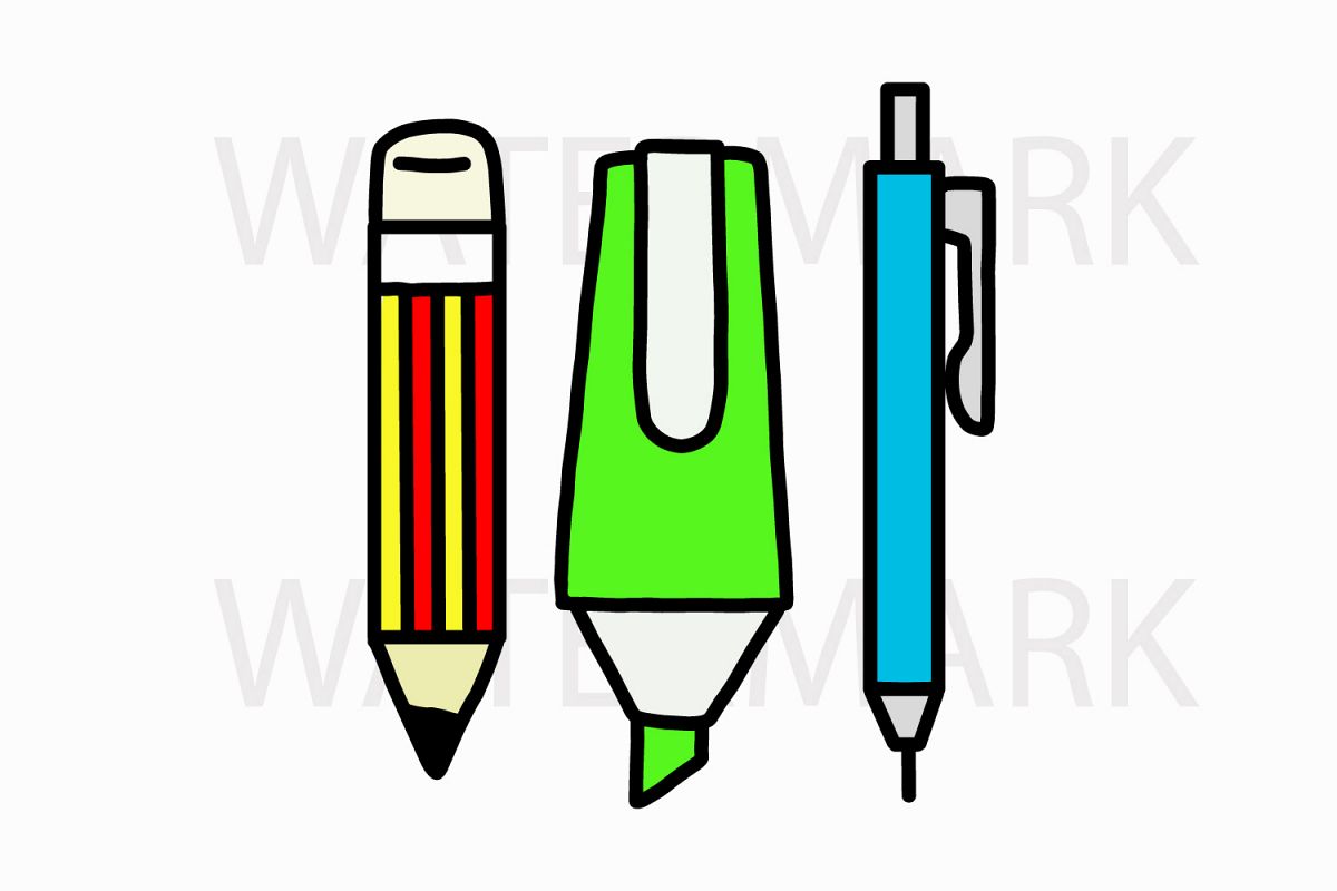 1200x800 items of pencil highlight and pen