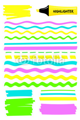 267x400 set of highlighter brush pen hand drawn elements colorful
