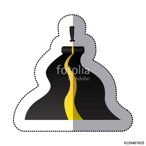 500x500 Sticker Paint Roller Drawing The Highway Vector Illustration