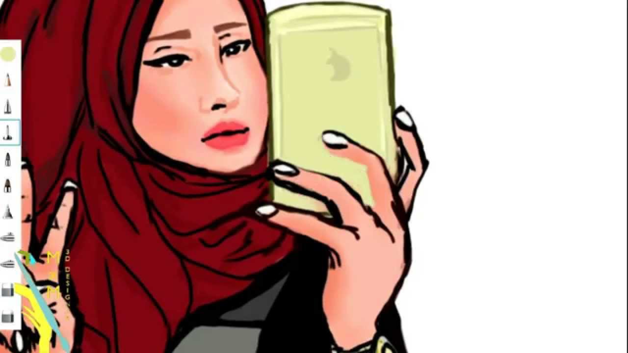 1280x720 digital drawing hijab girl
