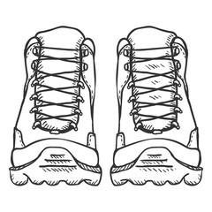 240x240 Vector Set Of Sketch Hiking Boots Side, Front And Top View