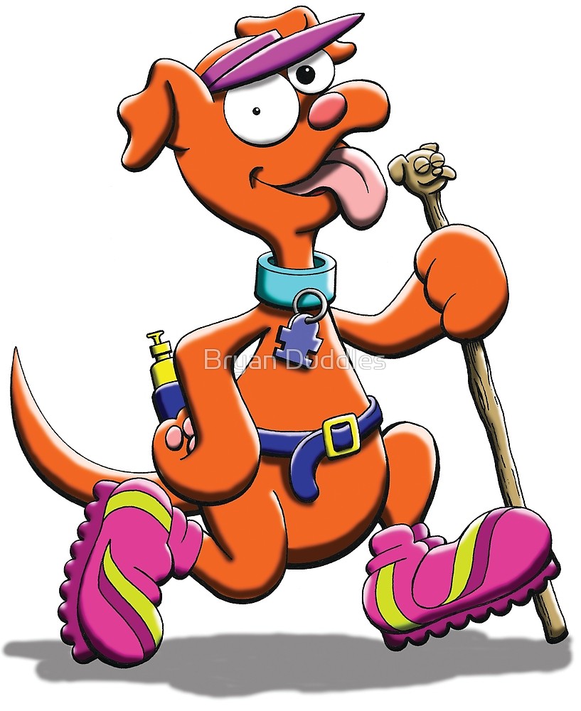 817x1000 Hiking Dog Cartoon Drawing