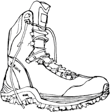 371x377 Download Black Line Drawing Of A Hiking Boot