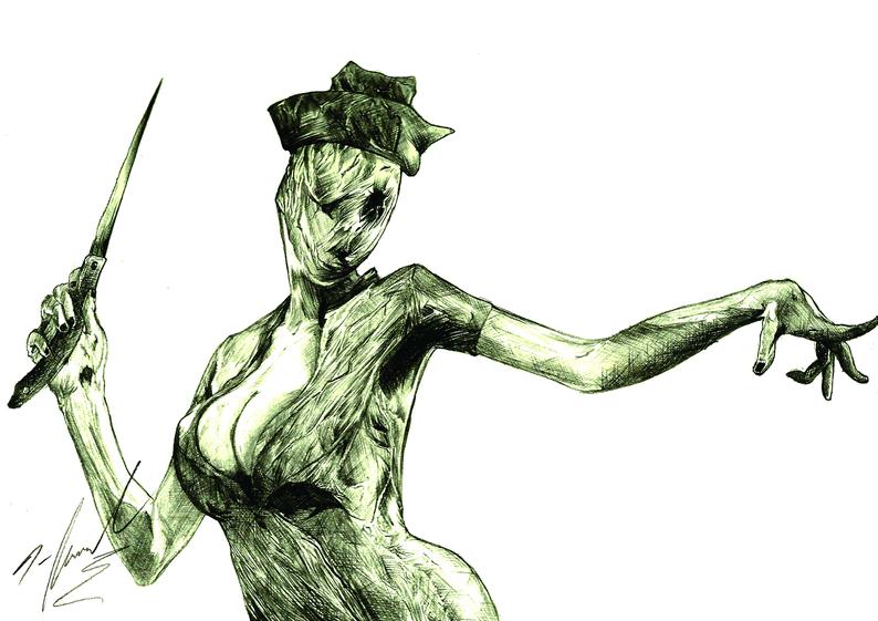 794x561 High Quality Art Print Of Macabre Original White Pen And Etsy