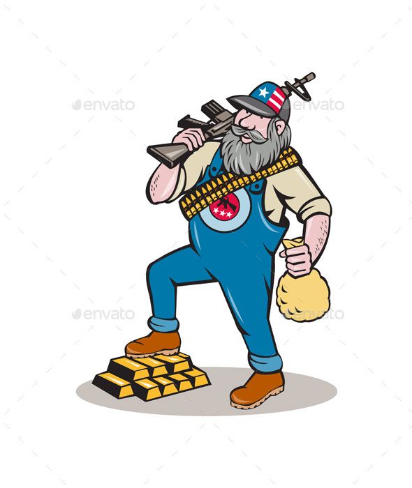 590x700 Hillbilly Man Rifle Gold Bars Money Bag Cartoon Projectgasm