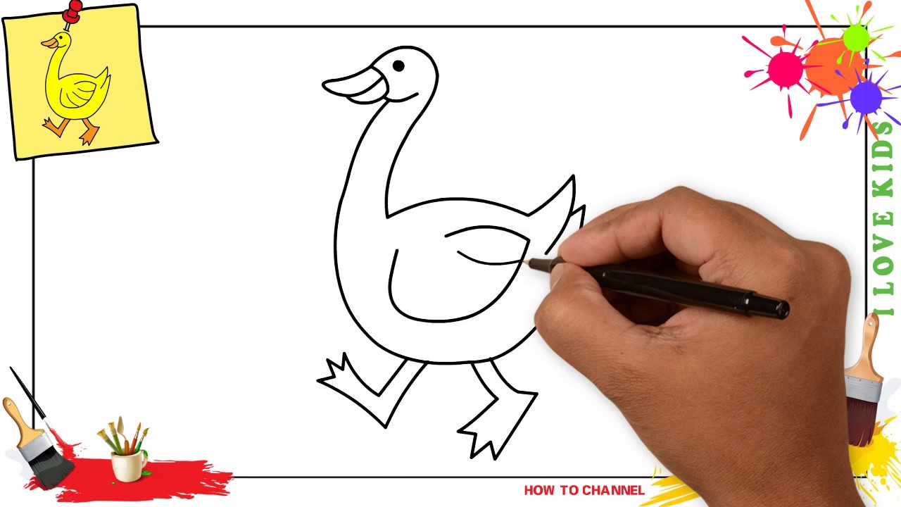 1280x720 how to draw a duck easy slowly step