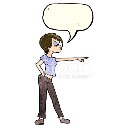 440x440 Cartoon Hip Woman Pointing With Speech Bubble Stock Vector
