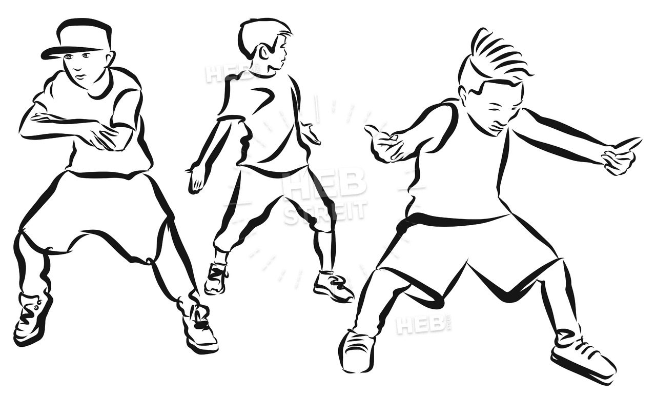 1280x770 three boys, coloring page, hip hop choreography hebstreits sketches