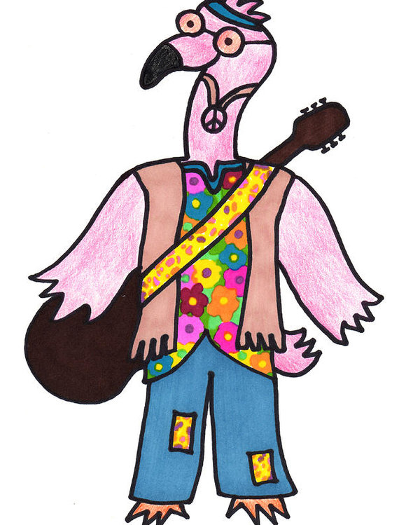 600x749 Flamingo Hippie Poster