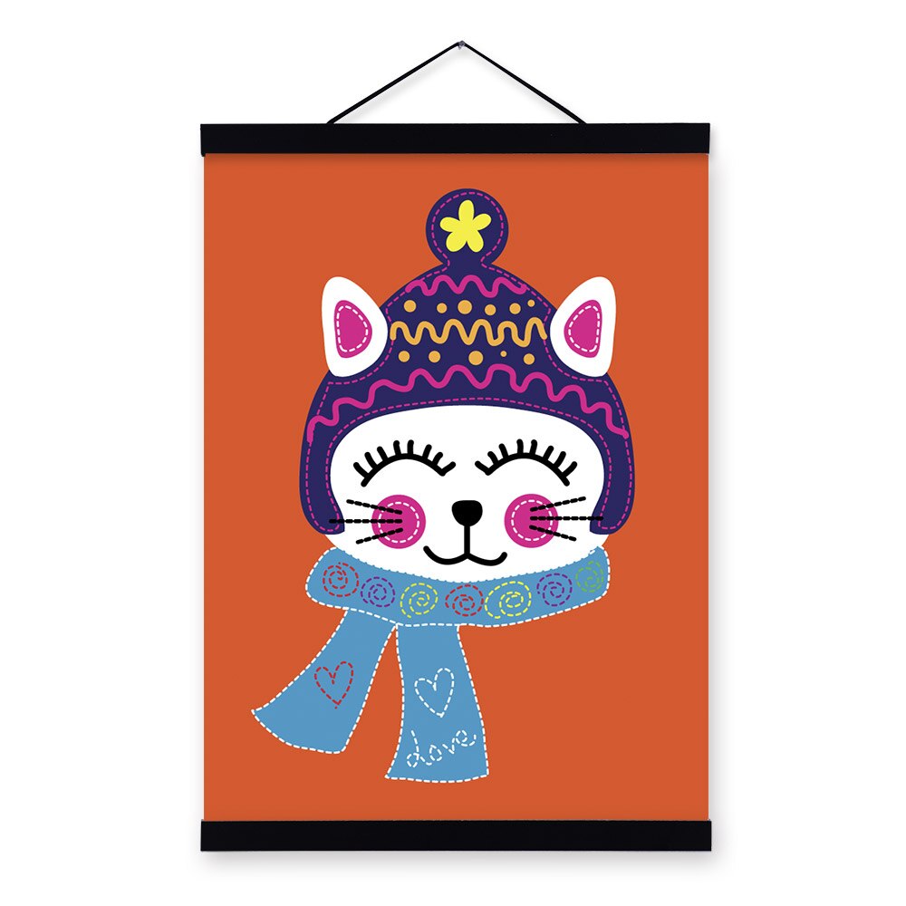 1000x1000 Modern Cat Kitty Kawaii Animal Drawings Orange Poster Prints