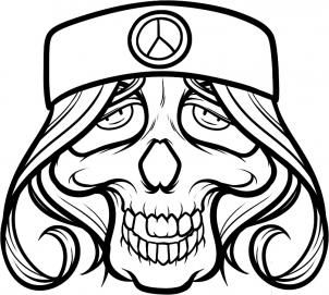 302x271 how to draw a hippie skull, hippie tattoo step art