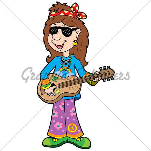 500x500 Cartoon Hippie Musician Gl Stock Images