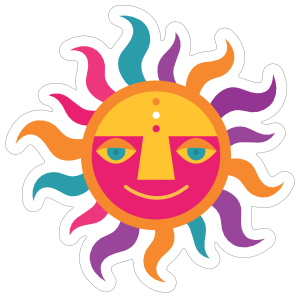 300x300 Colorful Sun Hippie Sticker