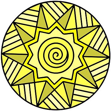 360x360 Sun Star Circle Geometric Hippie Design Sticker