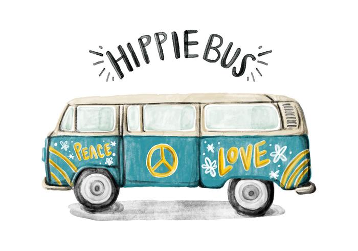 700x490 Hippie Bus Watercolor Vector