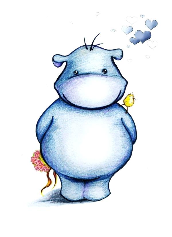 600x827 Cute Hippo Drawing
