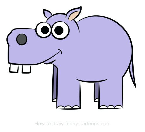 496x454 How To Draw A Hippo Draw Cartoon Hippo Step Step