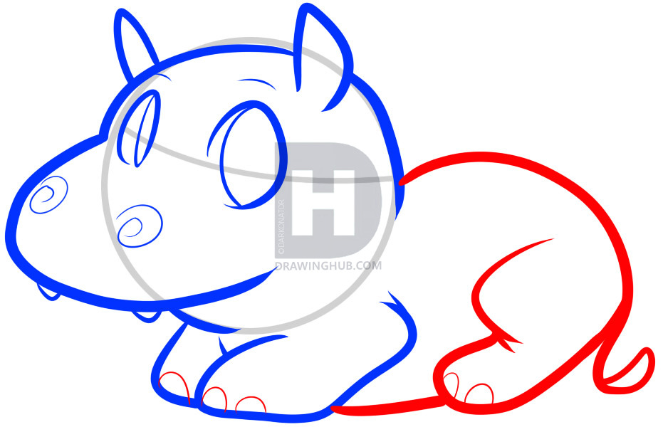 931x600 How To Draw A Hippo For Kids, Step