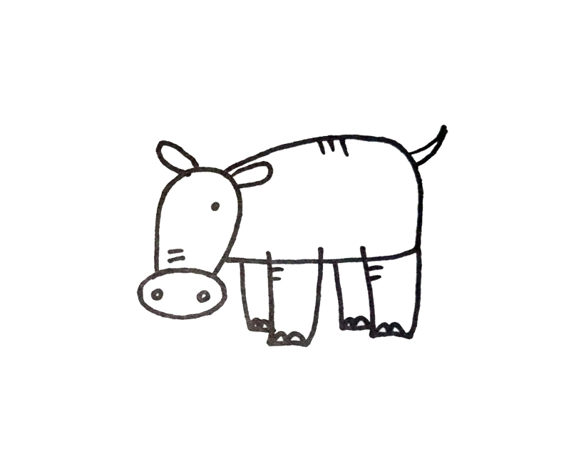 822x654 How To Draw A Hippo For Kids