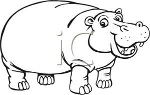 300x189 Hippo Clipart Line Drawing