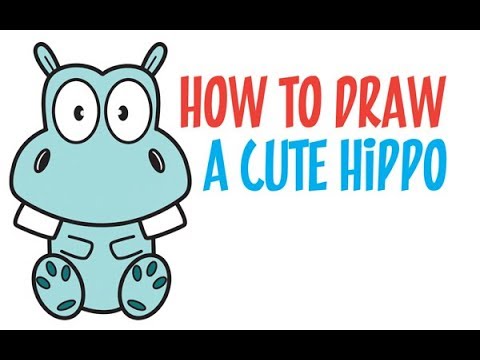 480x360 How To Draw A Hippo Hippopotamus For Kids Cute Cartoon Easy Step