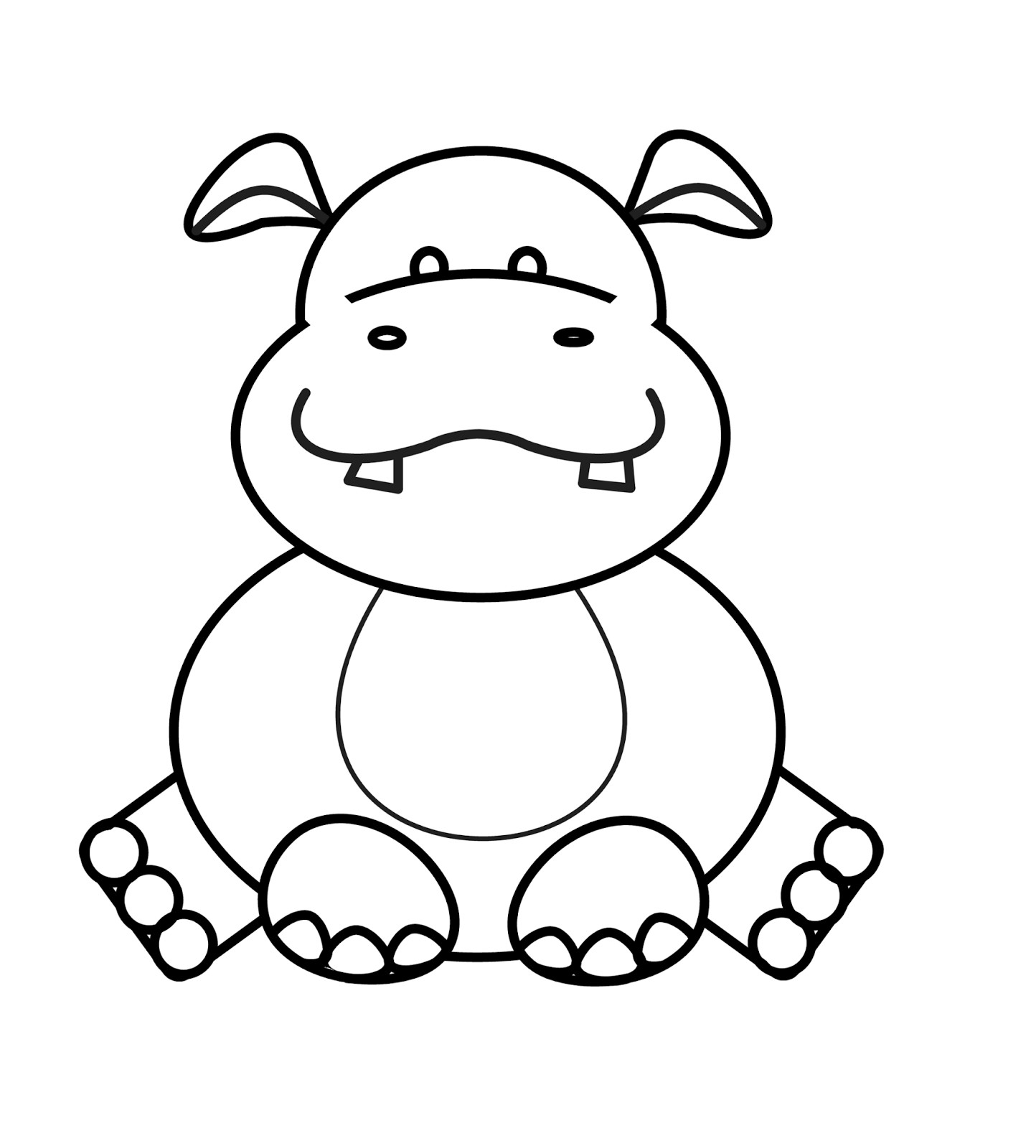 1444x1600 Cute Hippo Coloring Pages