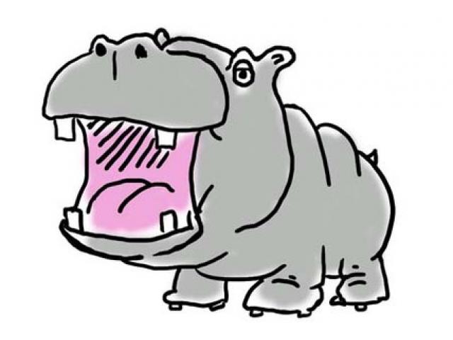 640x480 Hippo Clipart Line Drawing