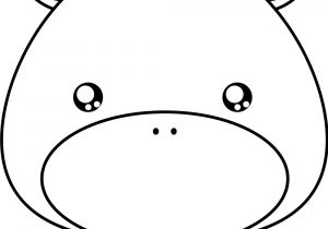 300x210 Hippo Face Drawing Hippo Face Vector Illustration Front Side Line