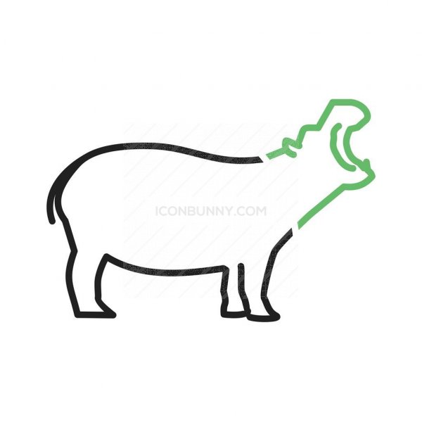 600x600 Hippo Line Green Black Icon