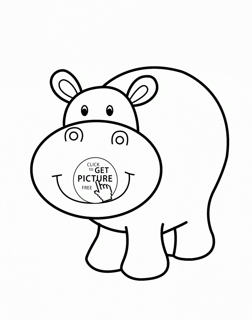 806x1024 Hippo Line Drawing