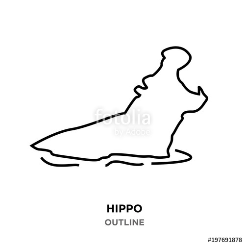 500x500 Hippo Outline On Green Background,roaring Stock Image And Royalty