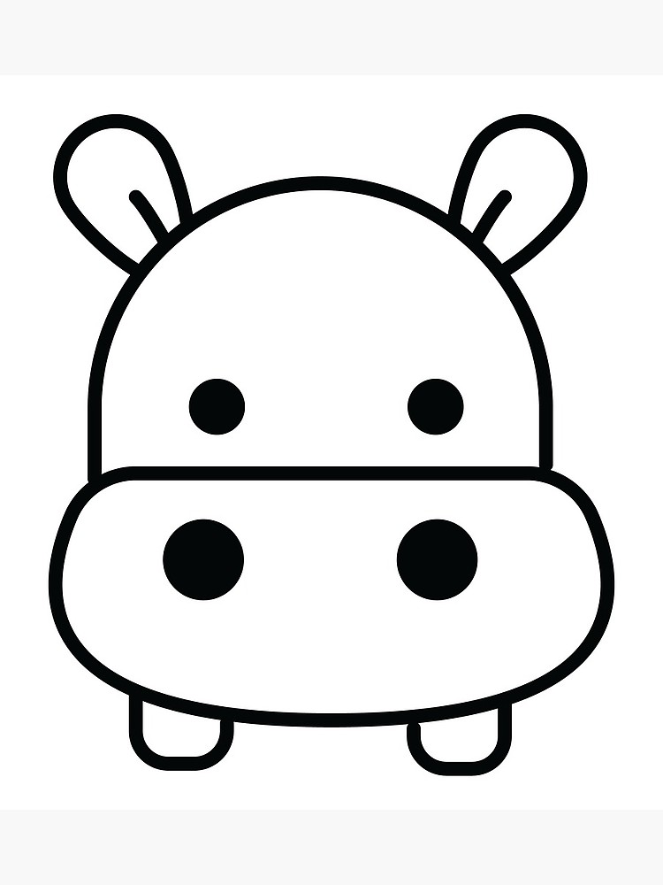 750x1000 Cartoon Hippopotamus Outline