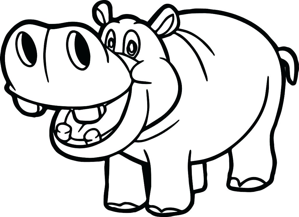1024x744 Cute Hippo Drawing At Free For Personal Use Printable Coloring