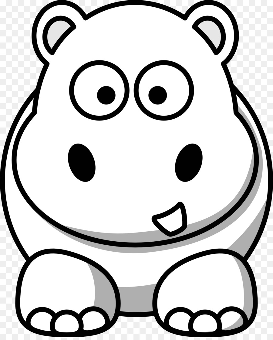 900x1120 Download Cartoon Hippo Black And White Clipart Hippopotamus