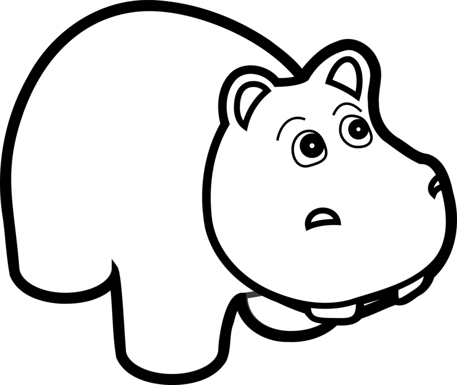 889x750 Hippopotamus Drawing Cartoon Black And White Line Art Cc0