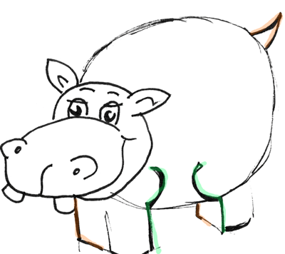 400x356 How To Draw Cartoon Hippos