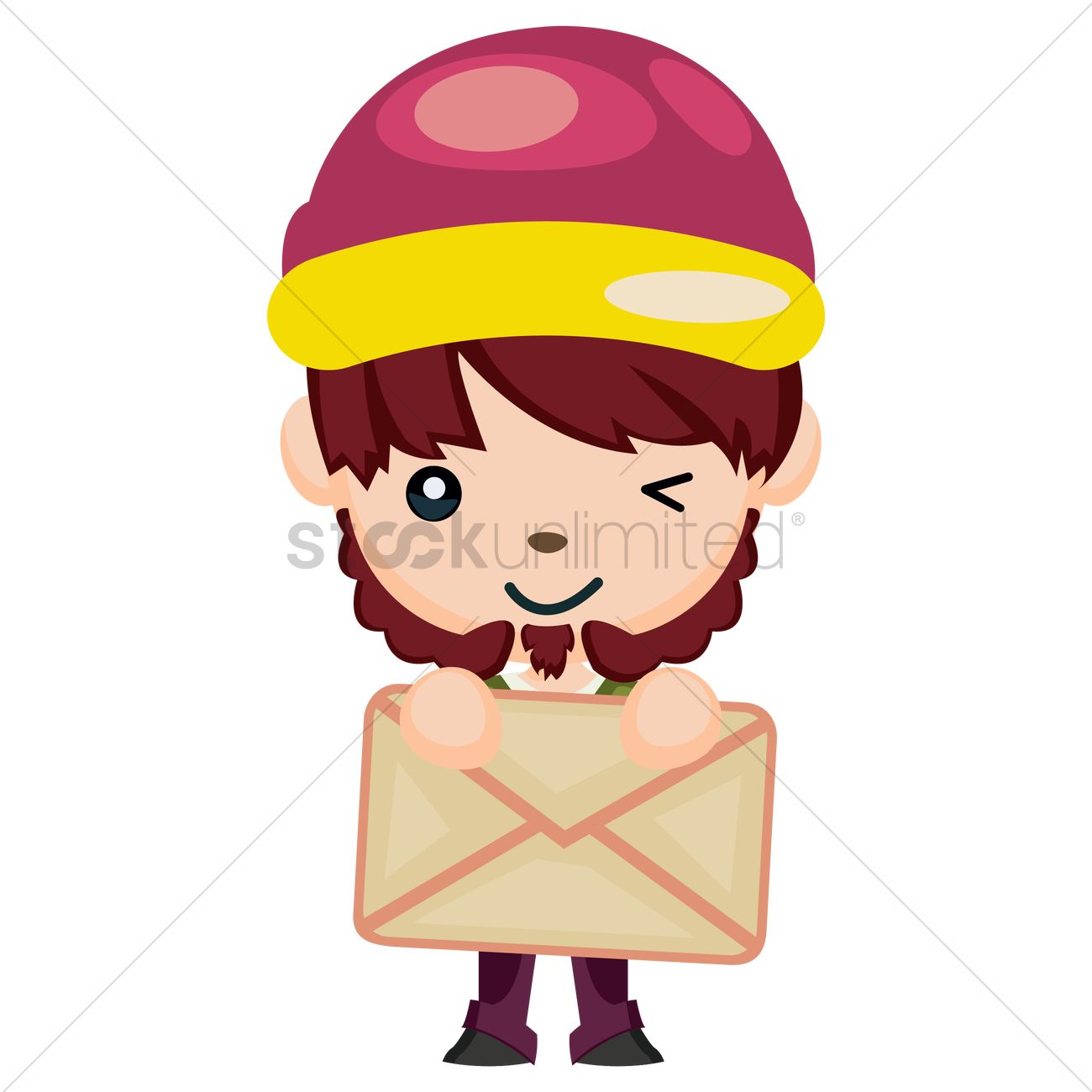 1300x1300 Free Hipster Boy With An Envelope Vector Image
