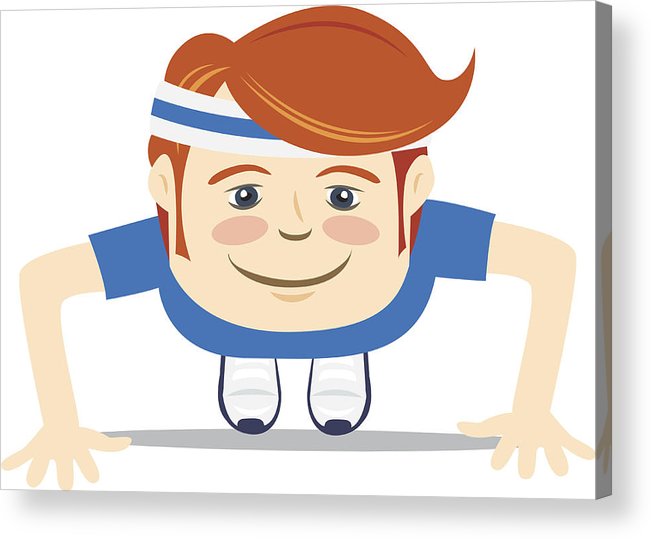 651x539 Hipster Funny Doing Push Ups Flat Style Acrylic Print