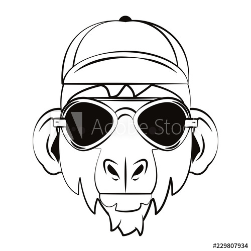 500x500 Hipster Monkey Cool Sketch