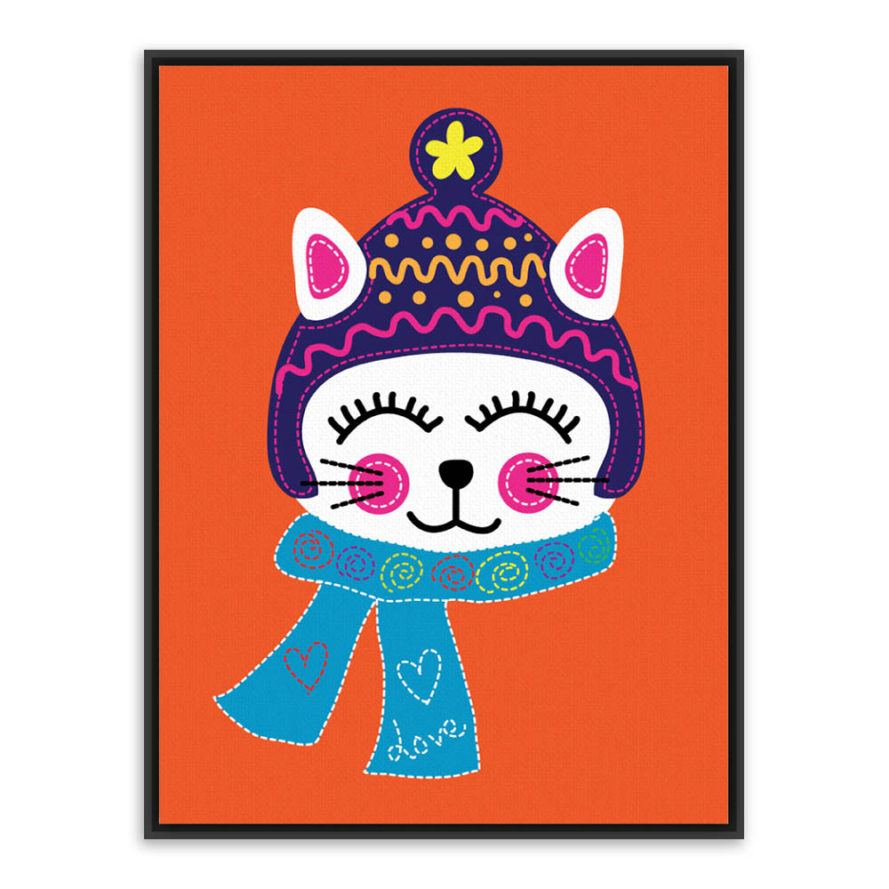 1000x1000 Modern Cat Kitty Kawaii Animal Drawings Orange Poster Prints