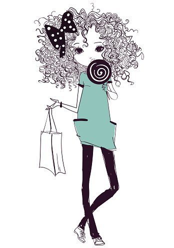 348x496 Cute Cartoon Hipster Girl Premium Clipart