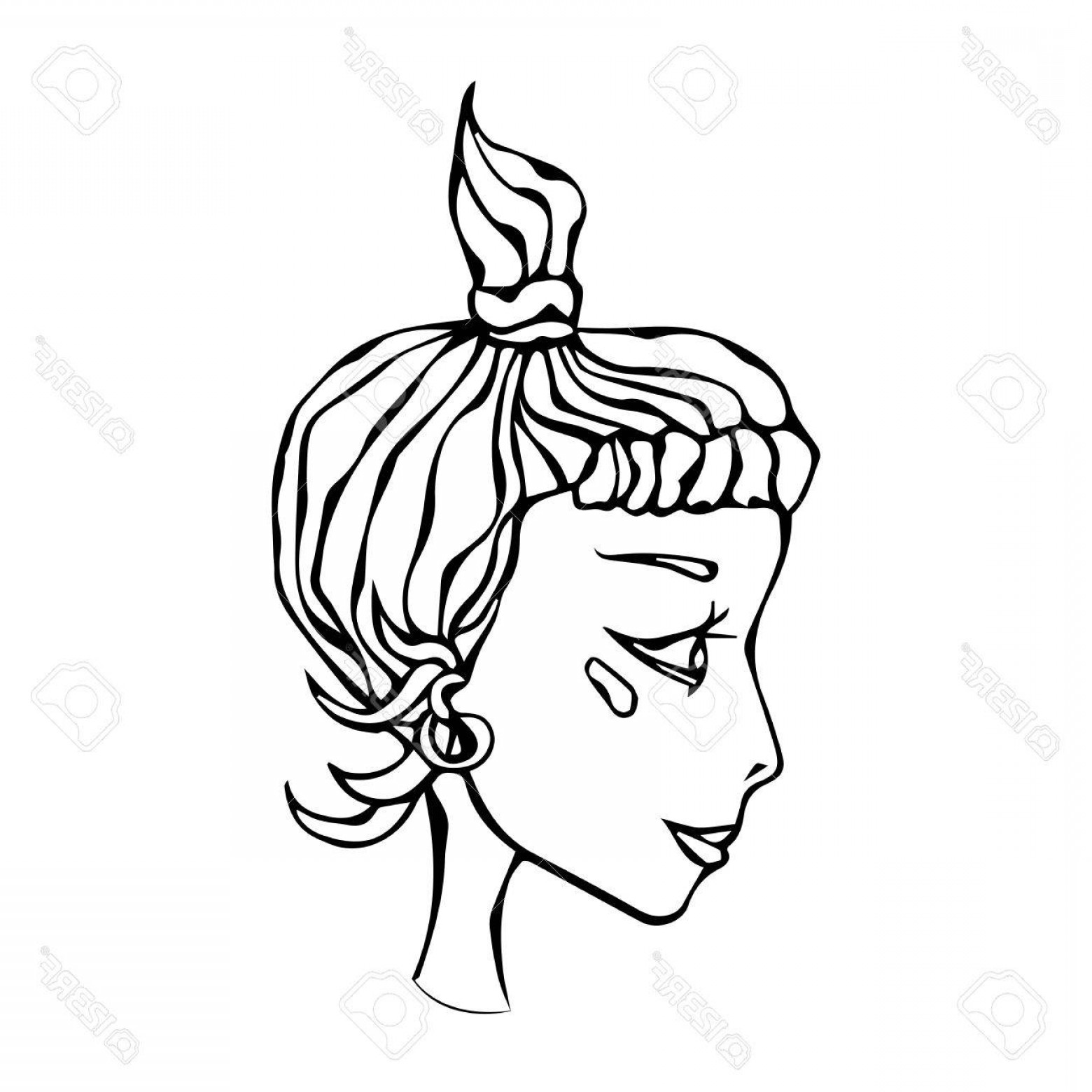 1560x1560 Photostock Vector Cute Cartoon Hipster Girl Face Head In Profile