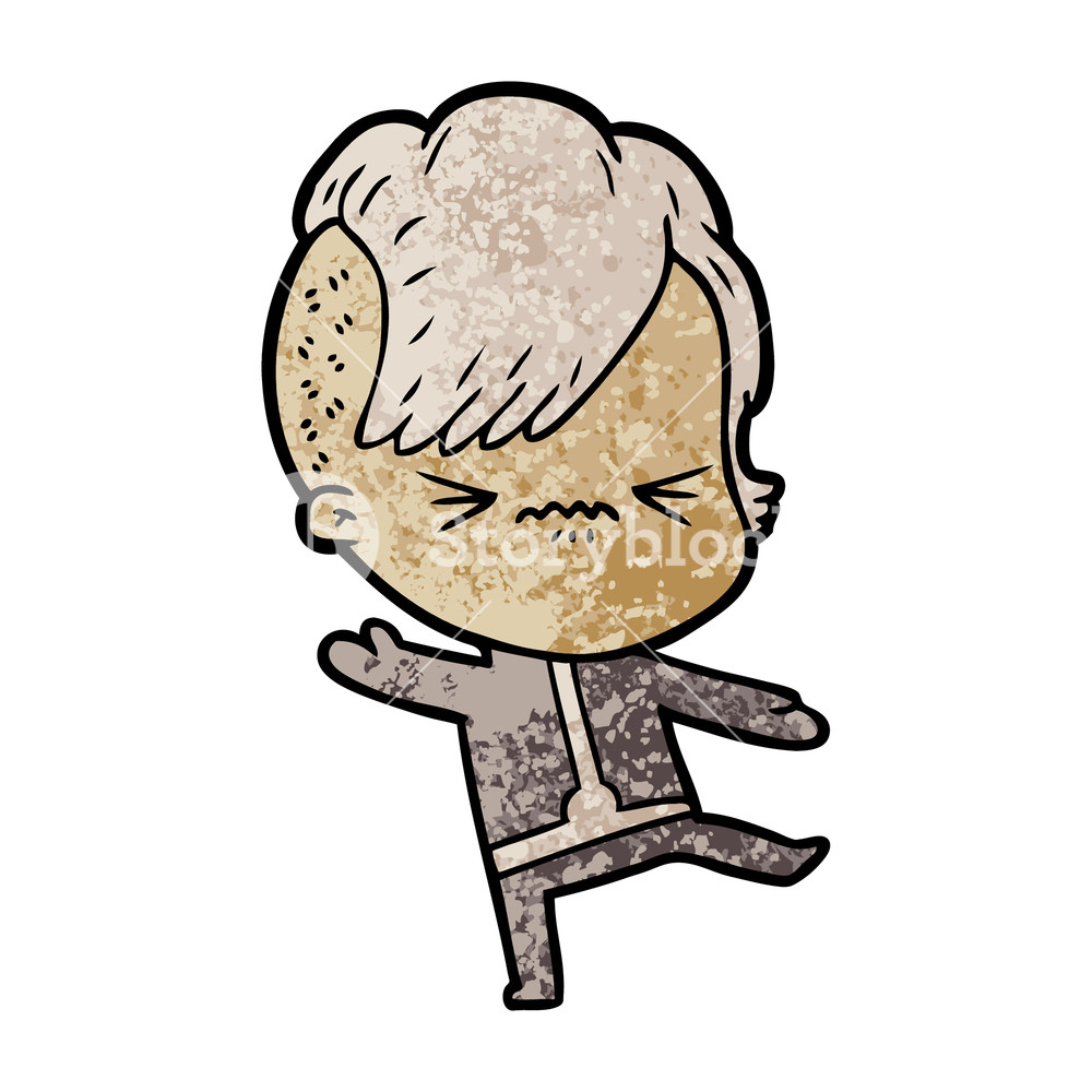 1000x1000 Cartoon Annoyed Hipster Girl Wearing Space Suit Royalty Free Stock