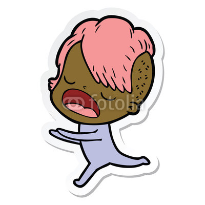 400x400 Sticker Of A Cartoon Cool Hipster Girl Talking Buy Photos Ap