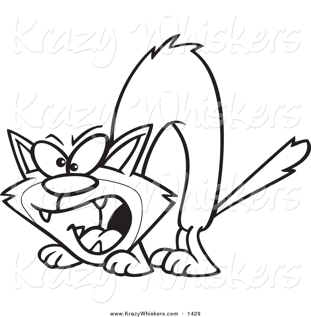 1024x1044 critter clipart of a lineart hissing cat