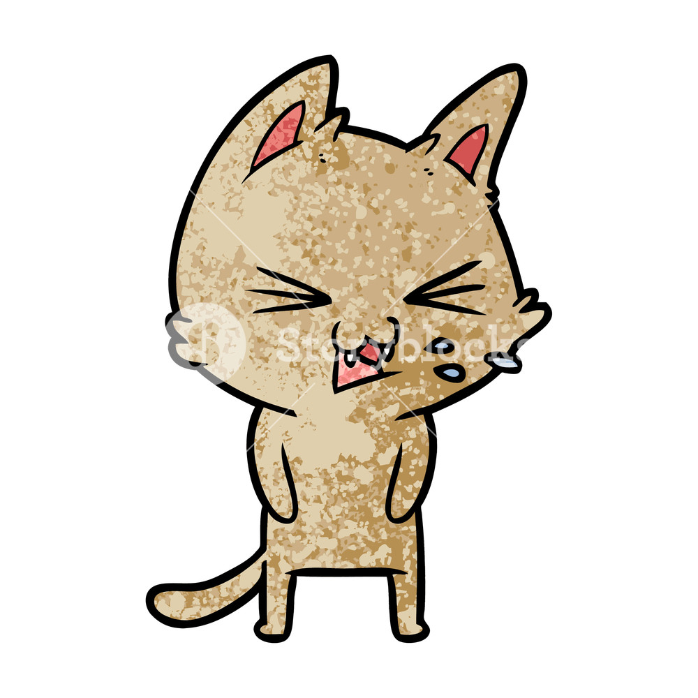 1000x1000 cartoon cat hissing royalty free stock image