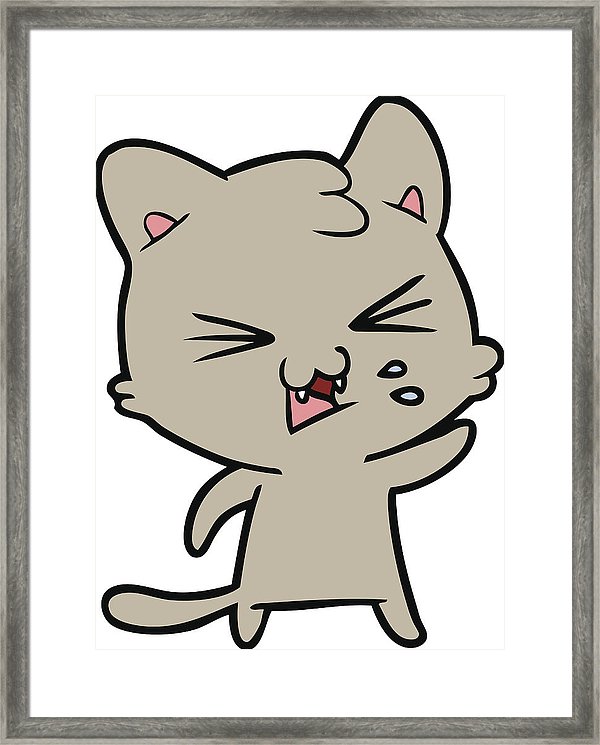600x745 cartoon hissing cat framed print