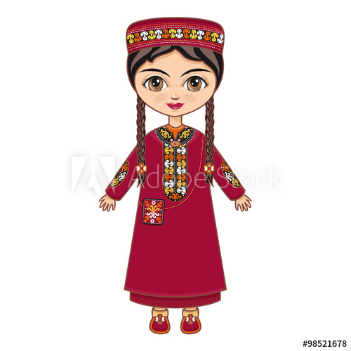 500x500 The Girl In Turkmen Dress Historical Clothes Turkmenistan